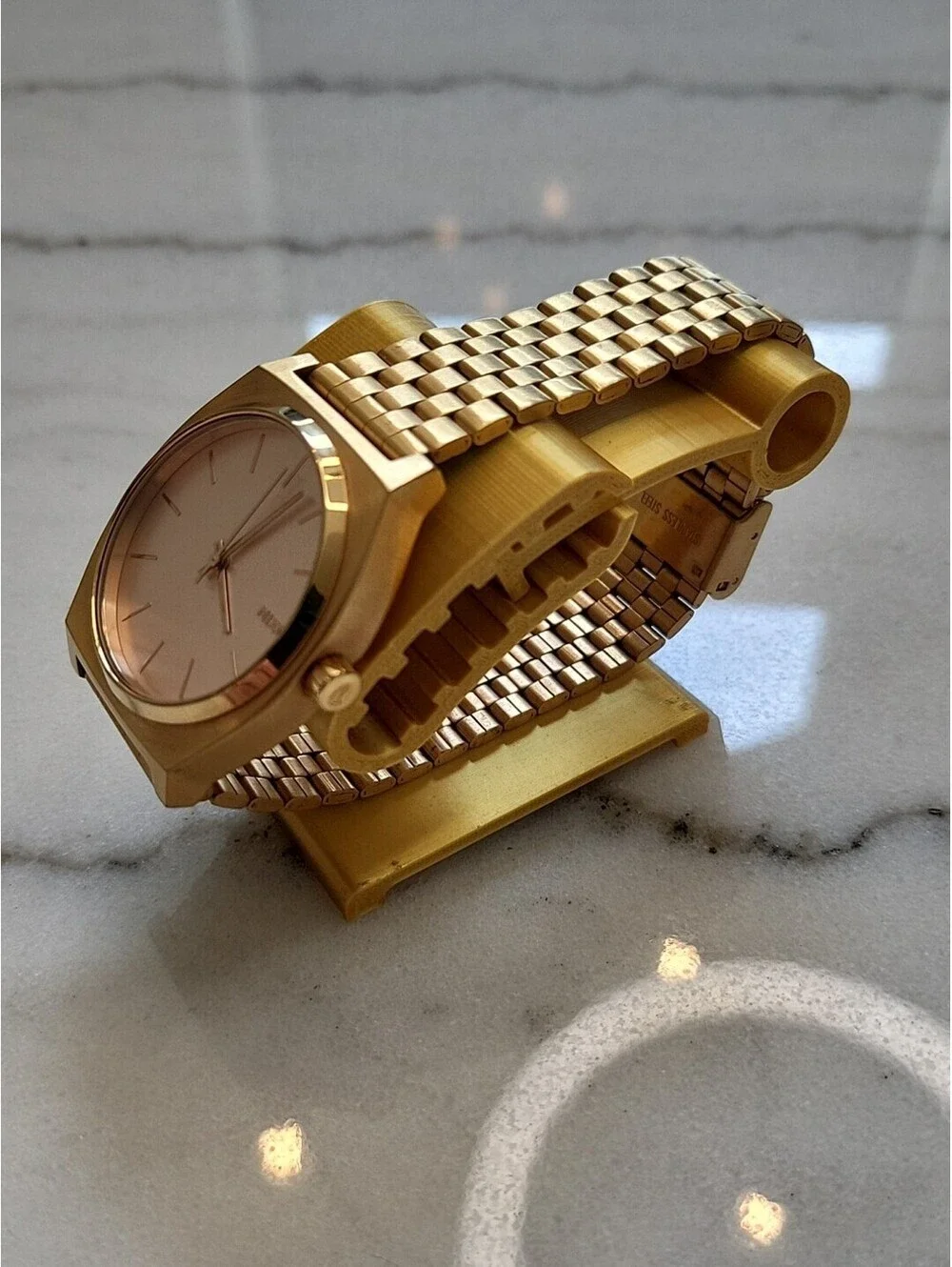 Nixon Minimal Time Teller Gold W Rose Gold, 37mm Mens Watch 100M EUC